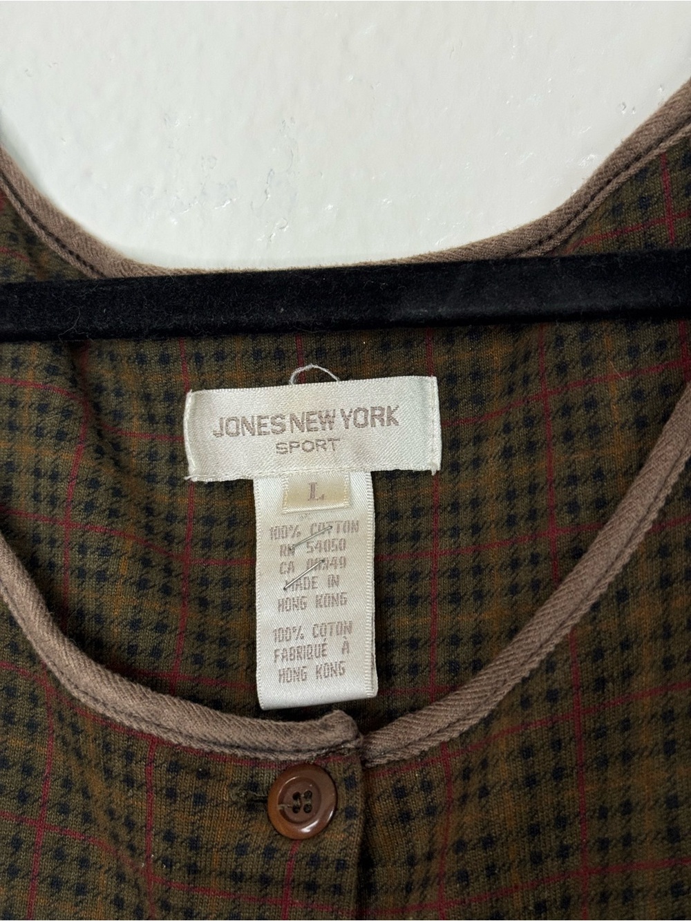 Jones New York - Vintage Sleeveless Brown Plaid Midi Dress 100% Cotton - Picture 5 of 12